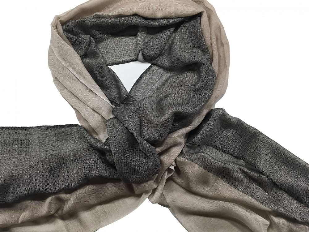 Beige Lightweight Ombre Wool Scarf