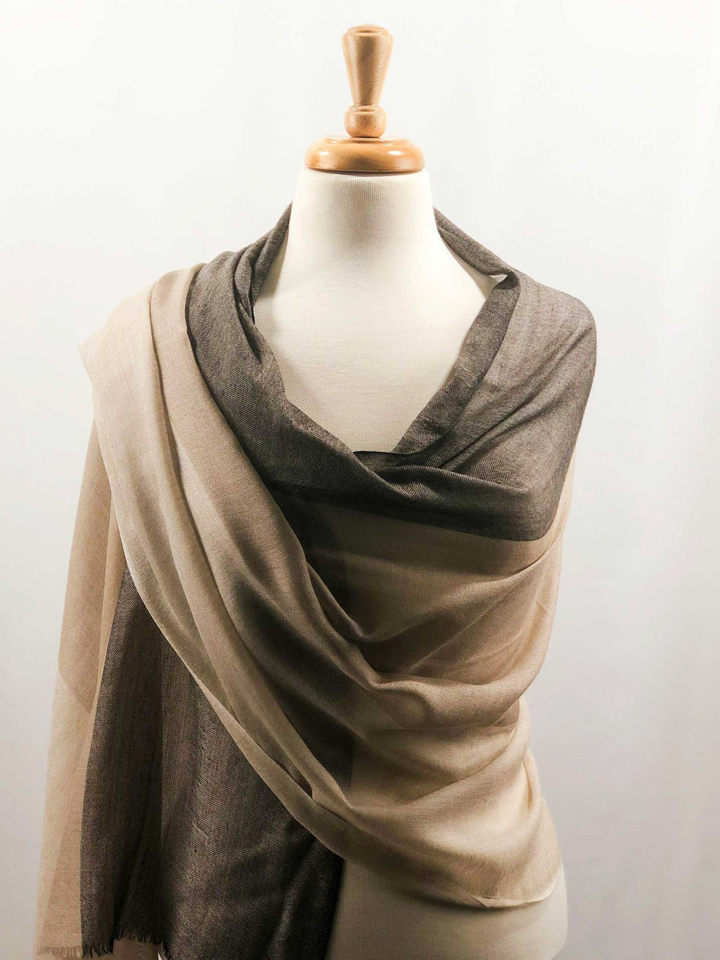 Beige Lightweight Ombre Wool Scarf