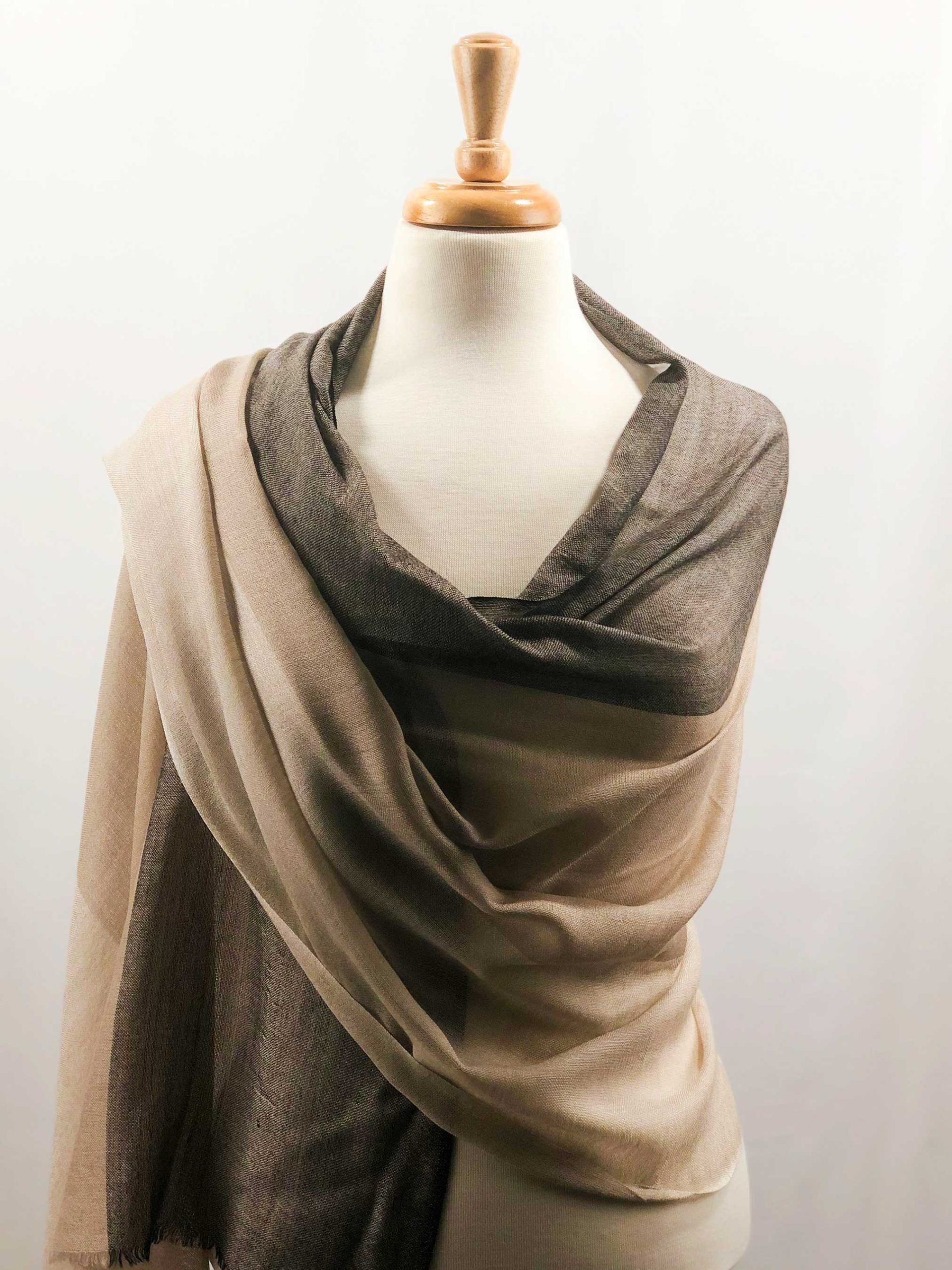 Beige Lightweight Ombre Wool Scarf