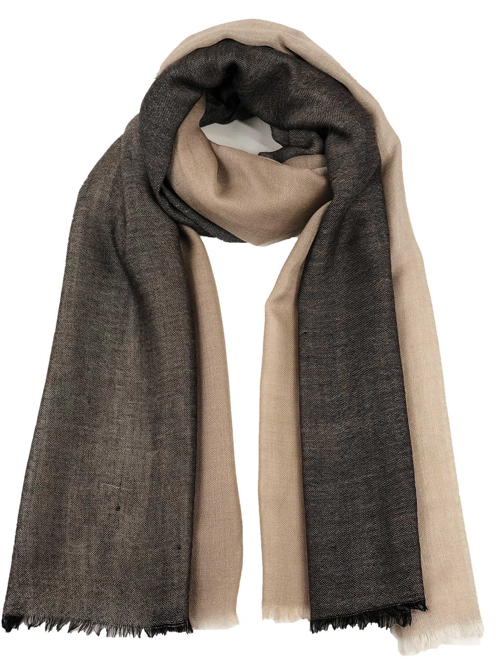 Beige Lightweight Ombre Wool Scarf