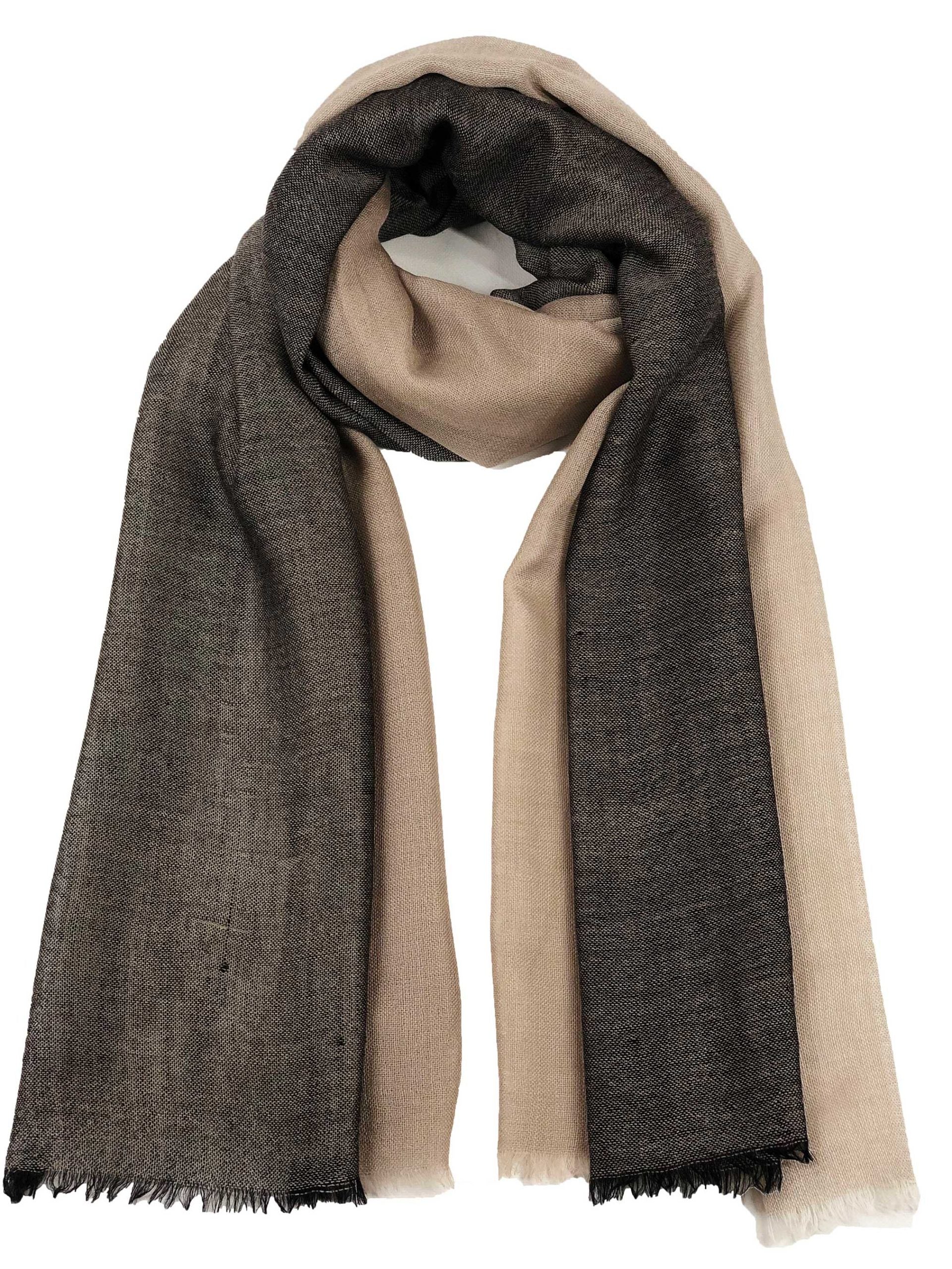 Beige Lightweight Ombre Wool Scarf
