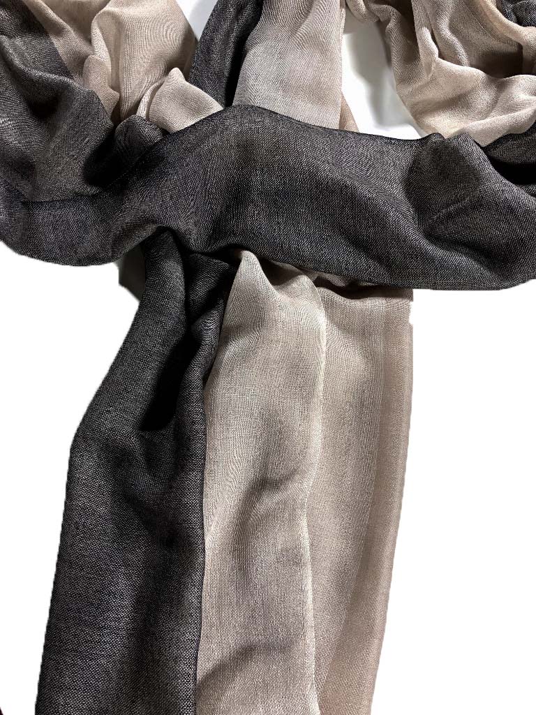Beige Lightweight Ombre Wool Scarf